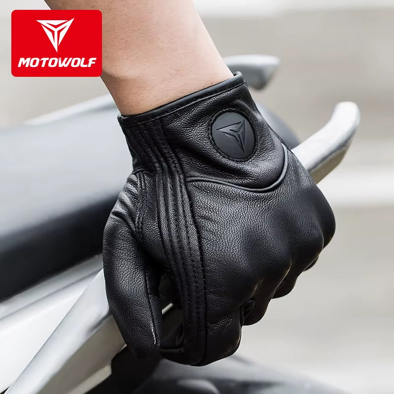 Leather Motorcycle Gloves Riding Windproof Touch Screen Motociclista Guantes Moto Luva De Couro Motoqueiro Breathable Summer