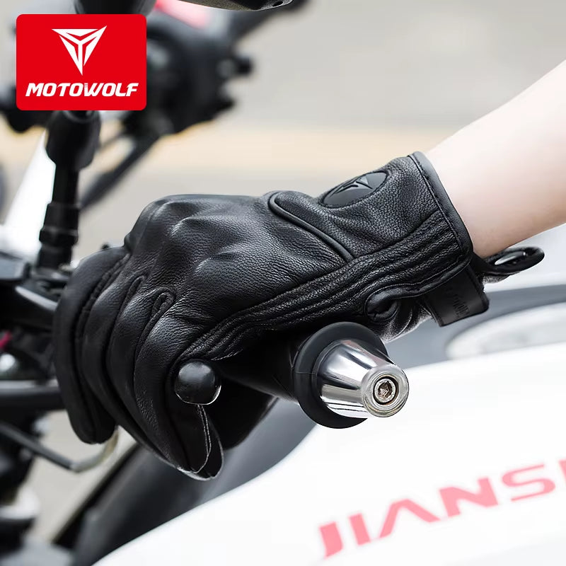 Leather Motorcycle Gloves Riding Windproof Touch Screen Motociclista Guantes Moto Luva De Couro Motoqueiro Breathable Summer